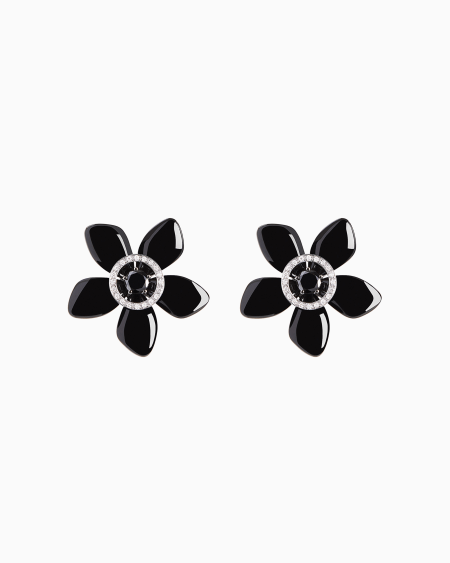 a|x armani exchange 18K white-gold diamond-and-onyx Sì earrings