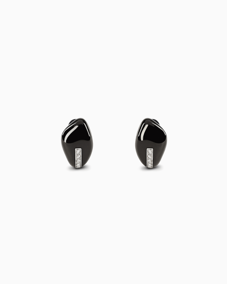 a|x armani exchange 18K white-gold diamond-and-onyx Sì earrings