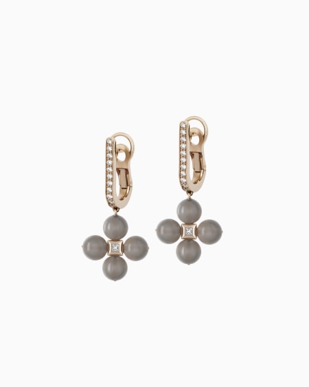 a|x armani exchange 18k gold diamond and moonstone Gioia pendant earrings