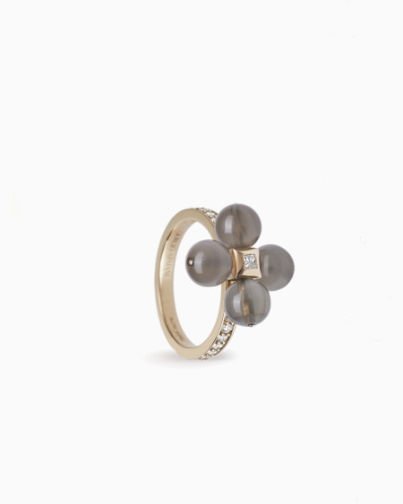 a|x armani exchange 18k gold diamond and moonstone Gioia ring