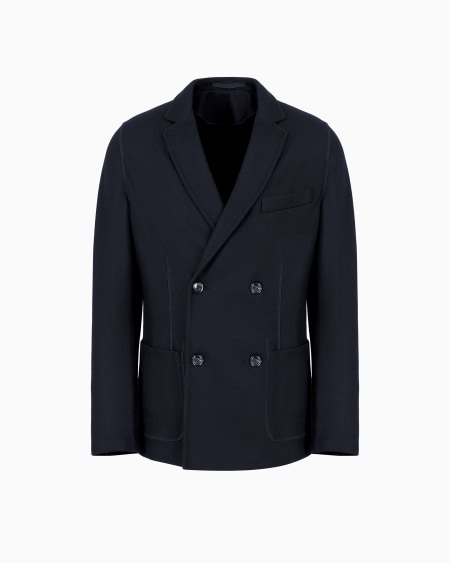 a|x armani exchange Icon double-breasted jacket in fulled cashmere interlock