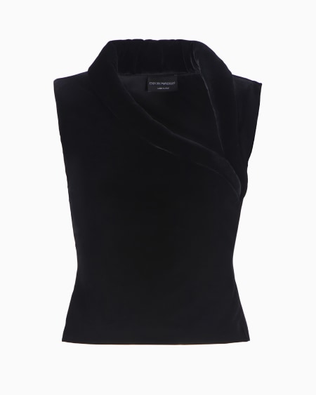 Armani Top en punto de chenilla con escote asimétrico