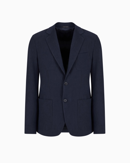 a|x armani exchange Upton line single-breasted jacket in pure linen canvas