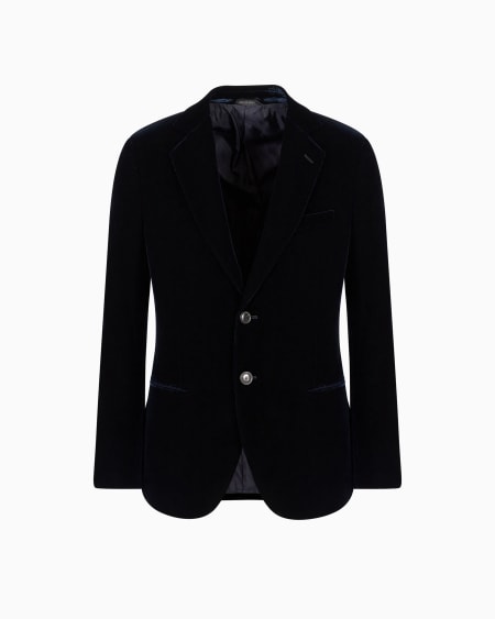 a|x armani exchange Icon George line single-breasted stretch-velvet jacket