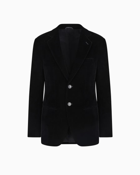 a|x armani exchange Icon George line single-breasted stretch-velvet jacket