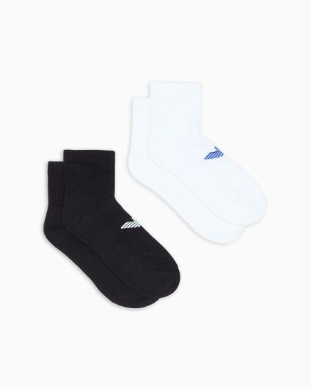 Armani Paquete de dos pares de calcetines cortos de rizo con logotipo de águila