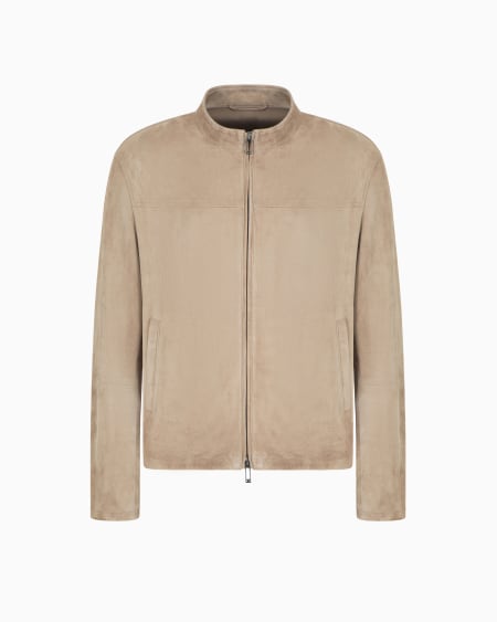 Armani Chaqueta de ante de cabra con cremallera completa