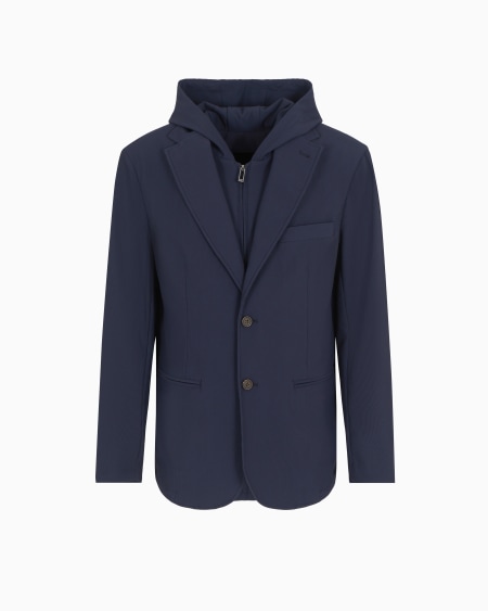 Armani Blazer de nailon elástico efecto canneté con pechera y capucha En oferta | Ropa