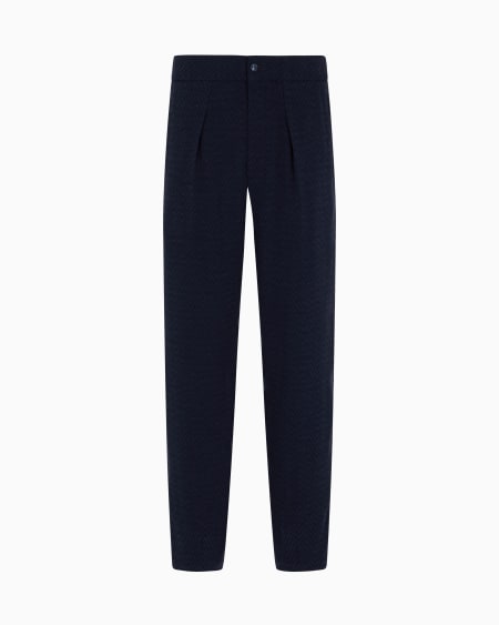 a|x armani exchange Single-pleat trousers in a chevron cupro and viscose