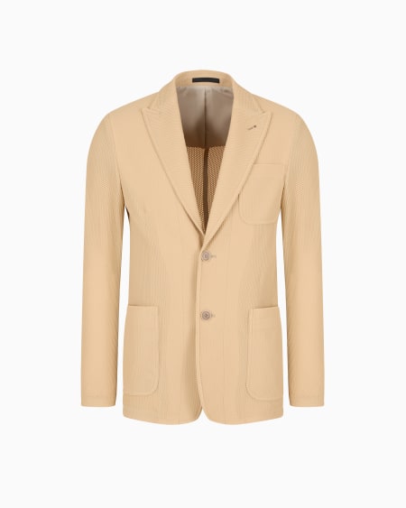 a|x armani exchange Single-breasted jacket in technical waffle fabric