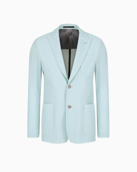 a|x armani exchange Single-breasted jacket in technical waffle fabric