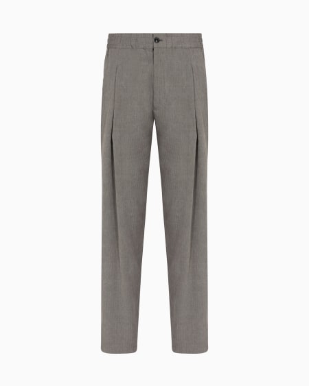 a|x armani exchange Linen and viscose canvas single-pleat trousers