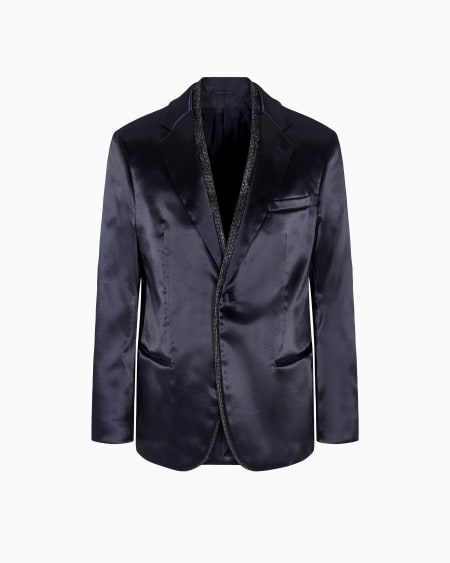 a|x armani exchange Soho line silk-blend rhinestone tuxedo jacket