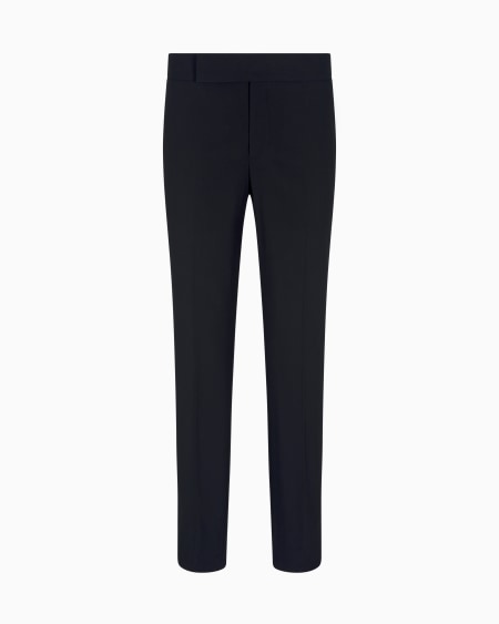 a|x armani exchange Virgin wool crêpe flat-front trousers