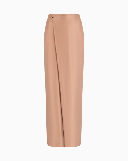 a|x armani exchange Washed viscose and silk long skirt