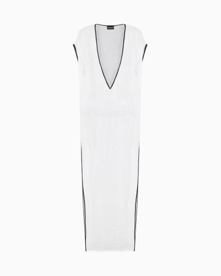 ﻿a|x armani exchange Linen-blend mesh long dress