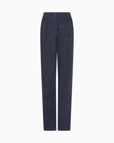 a|x armani exchange Linen and viscose jersey straight trousers