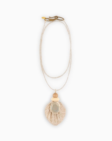 a|x armani exchange Long brass and fabric necklace
