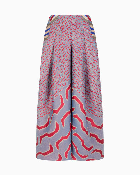 a|x armani exchange Linen cotton and silk jacquard midi skirt
