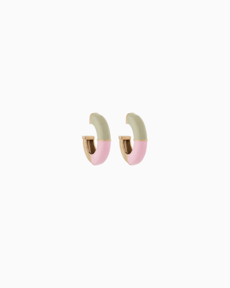 a|x armani exchange Metal and enamel semi-circular earrings