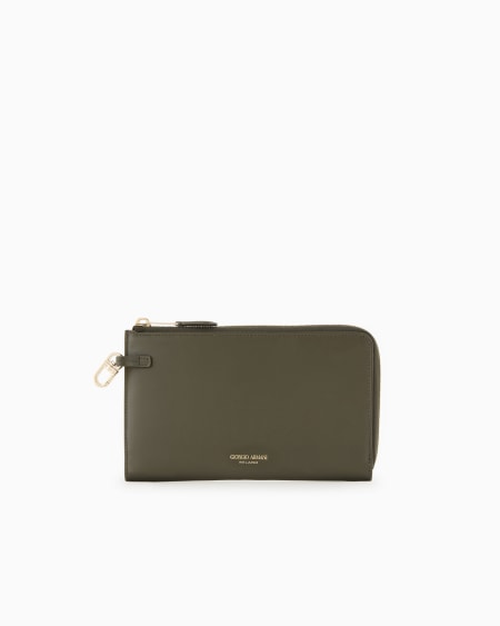 a|x armani exchange Leather wrap-around zip wallet