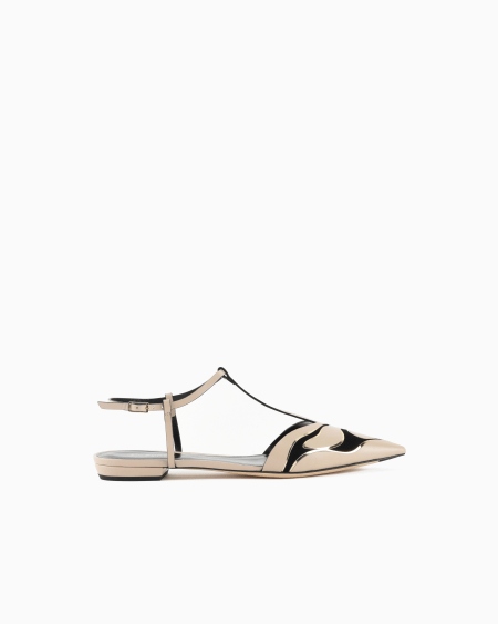 a|x armani exchange Leather T-bar ballerinas with strap