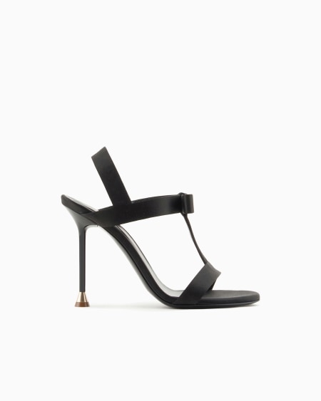 a|x armani exchange Brushed leather T-bar sandals with bow