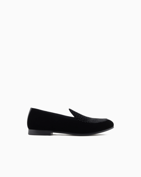 a|x armani exchange Velvet and rhinestone loafers