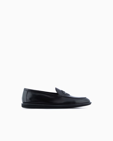 a|x armani exchange Vintage nappa leather loafers with embroidered logo