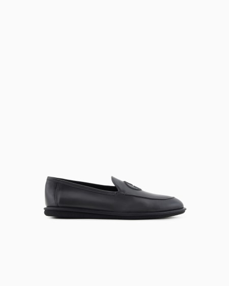a|x armani exchange Vintage nappa leather loafers with embroidered logo