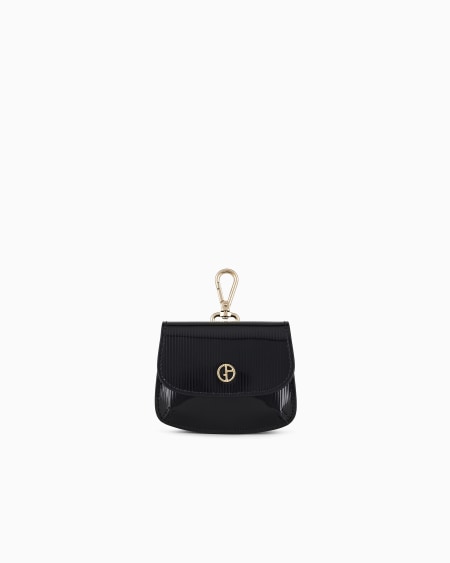 a|x armani exchange La Prima striped lamé-leather mini charm