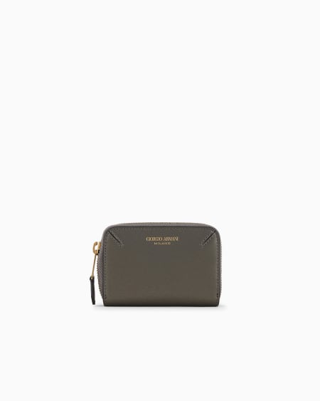 a|x armani exchange La Prima lamé-leather mini card holder with wraparound zip