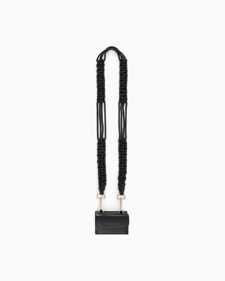 a|x armani exchange La Prima patent-leather mini trifold wallet with rhinestone shoulder strap
