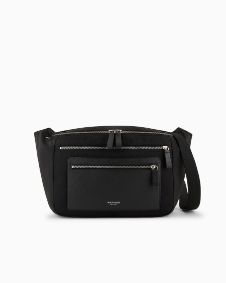 a|x armani exchange ASV nylon and pebbled leather large crossbody bag