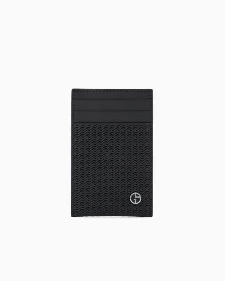 a|x armani exchange Card holder in embossed leather