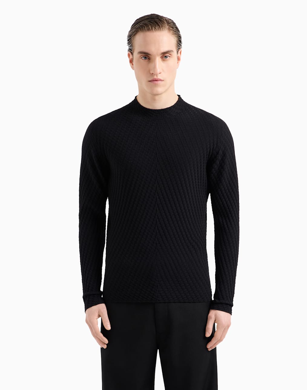 Pure cashmere interlock crew-neck jumper | Giorgio Armani US