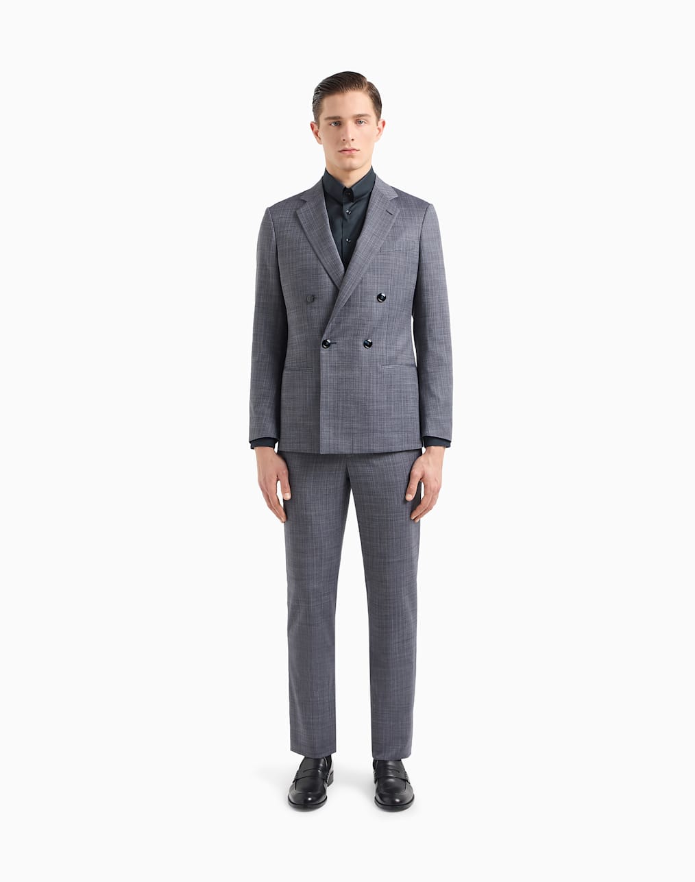 Heritage Line double-breasted suit in chevron virgin wool and