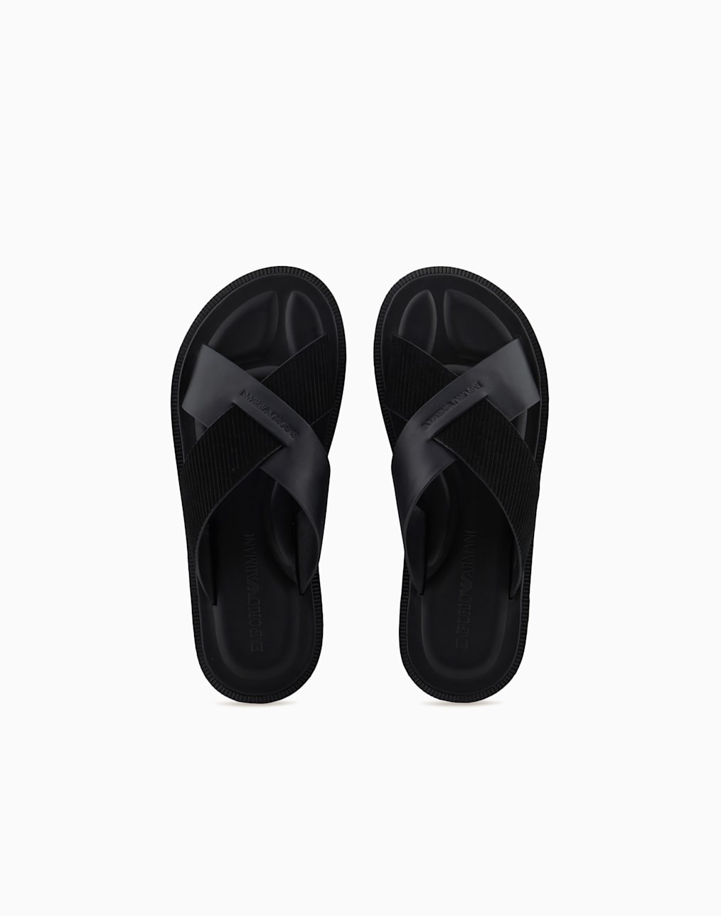 Leather cross-over sandals with logo tape | Emporio Armani US