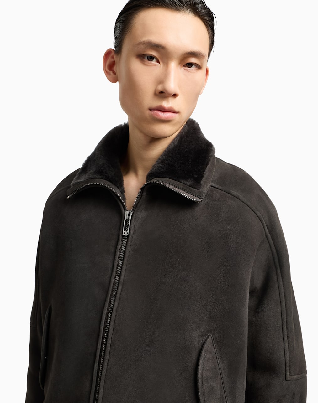 Hooded blouson in goatskin suede | Emporio Armani US