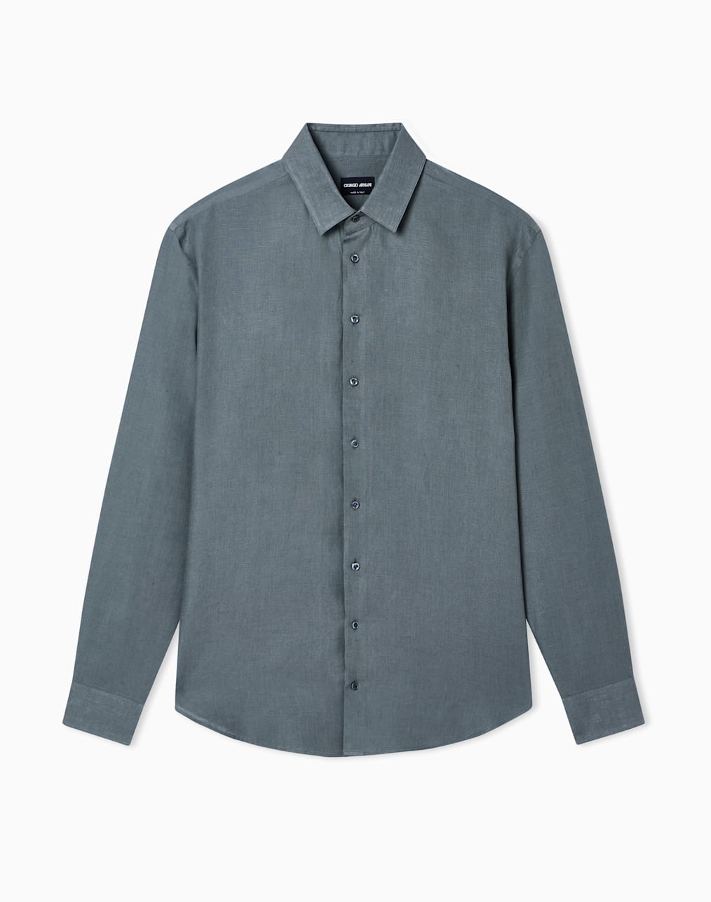 レギュラフィットシャツ-リネン-グリン--giorgio-armani