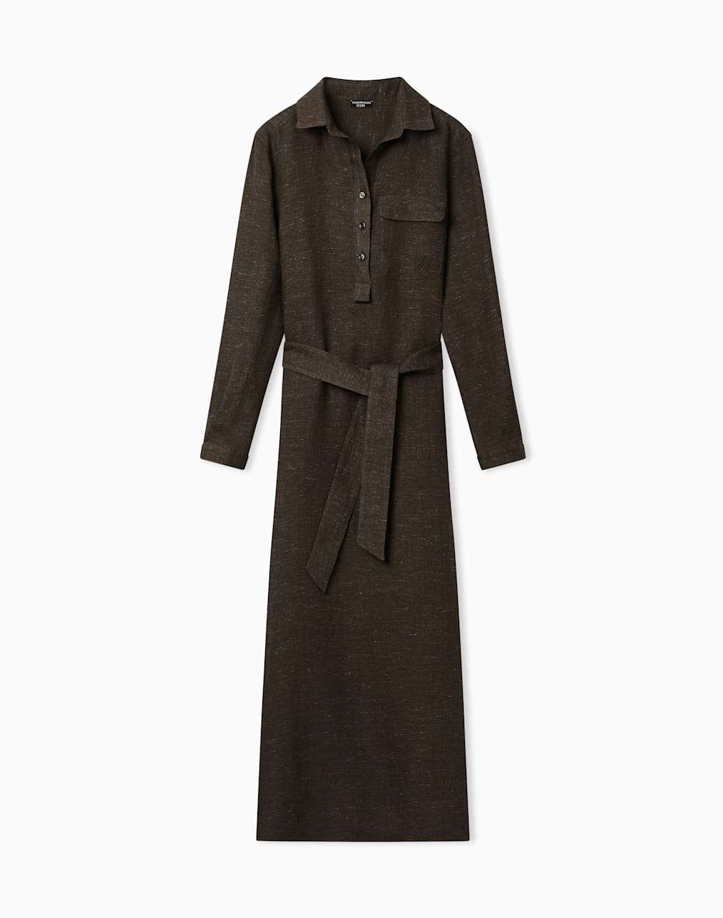 abito-con-fusciacca-in-chambray-di-lino-icon-marrone--emporio-armani