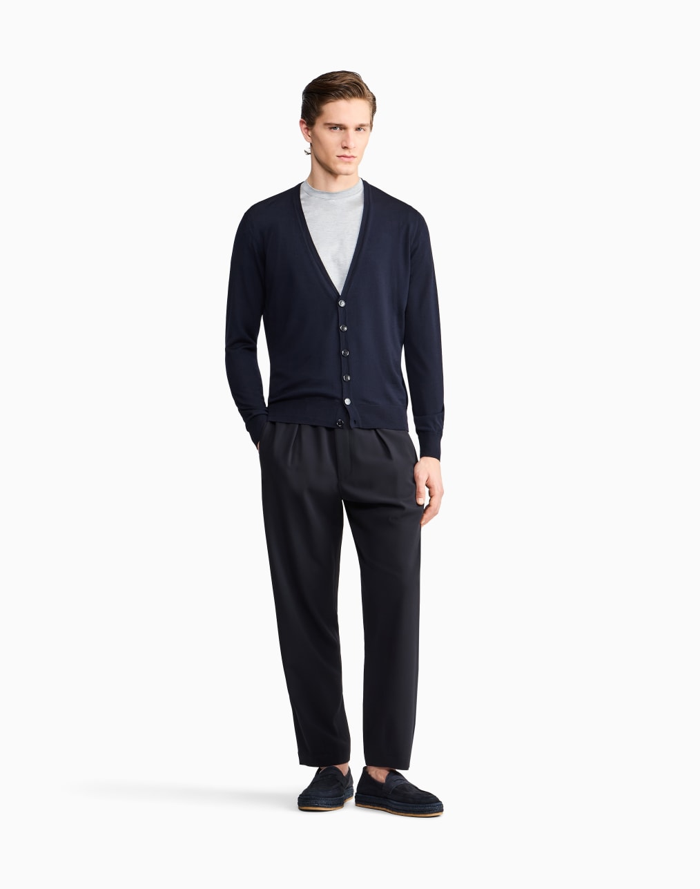 Cashmere cardigan with buttons | Giorgio Armani US
