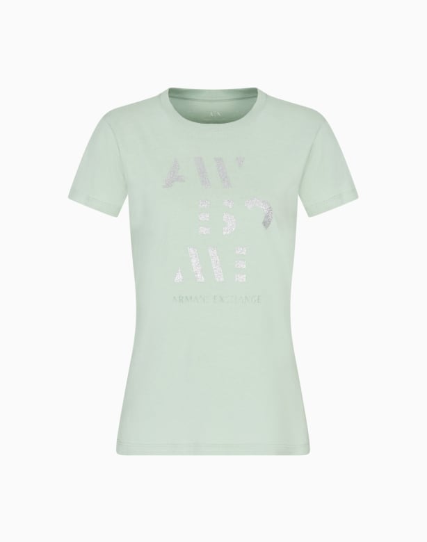 Cropped T-shirt with optical effect logo