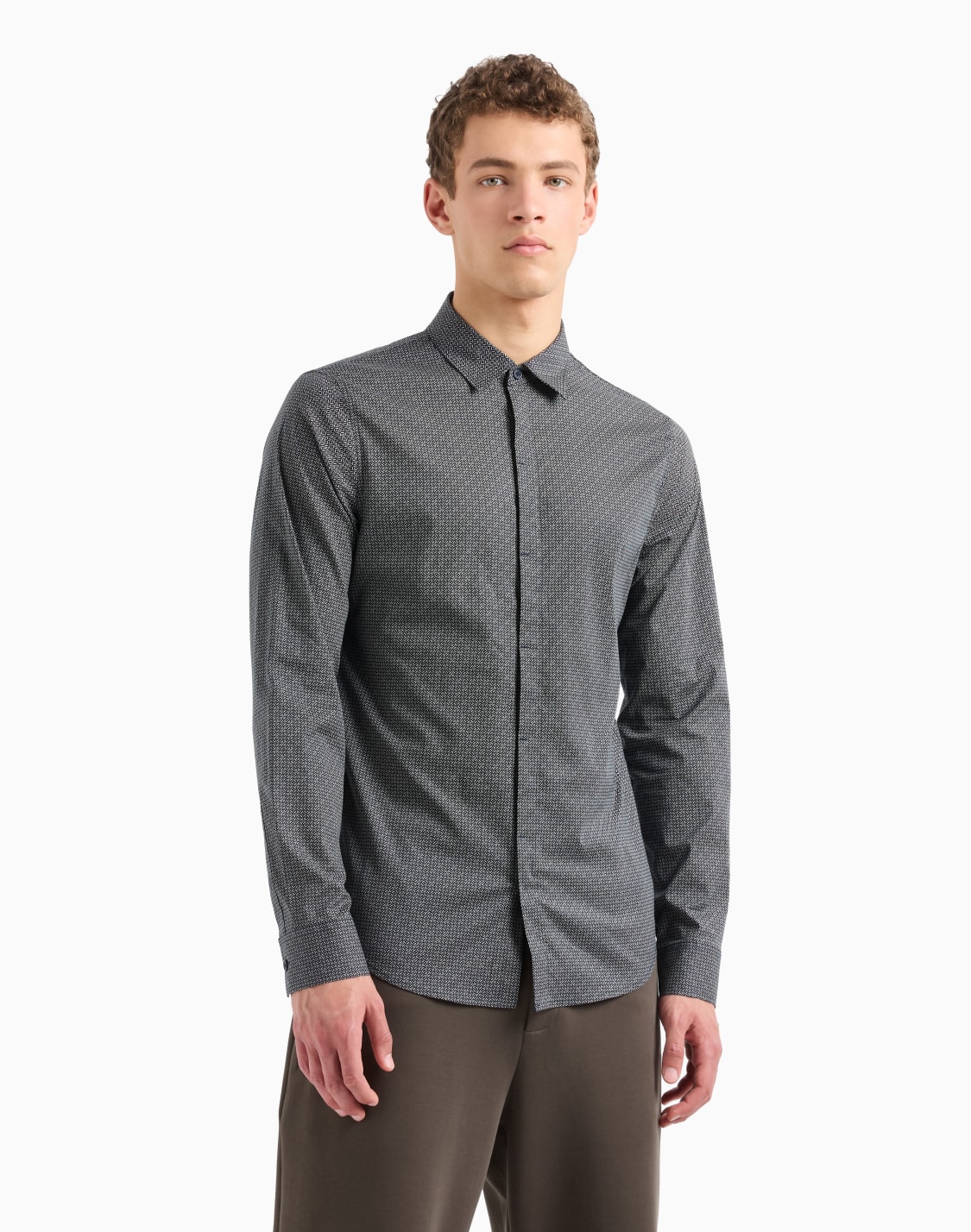 slim-fit-shirt-in-stretch-cotton-poplin-patterned--armani-exchange
