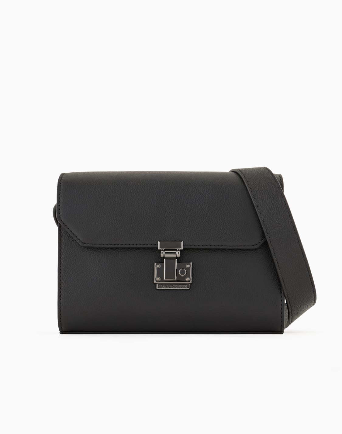 shoulder-bag-with-flap-in-tumbled-leather-black--emporio-armani