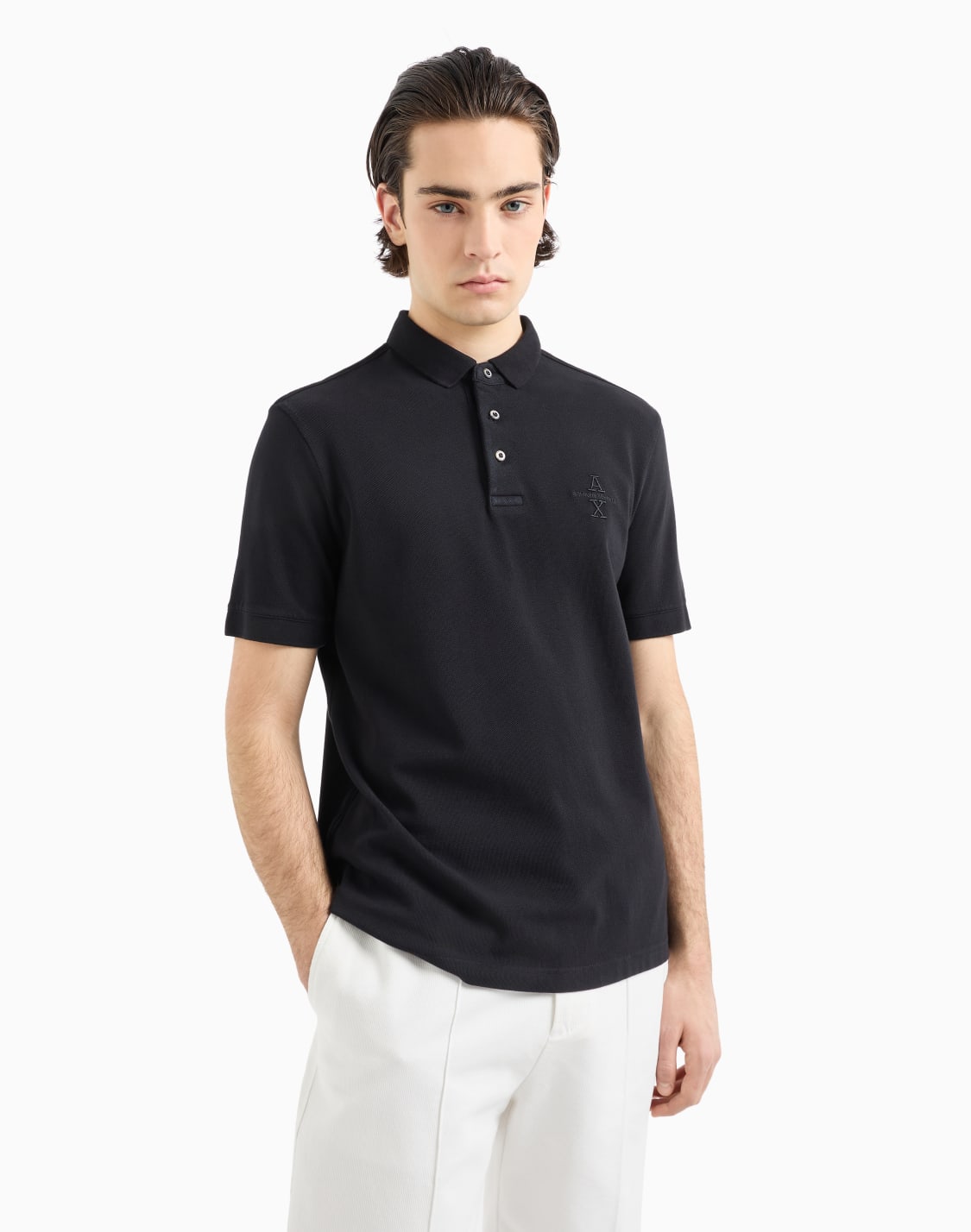 polo-coupe-classique-manches-courtes-avec-logo-en-coton-noir--armani-exchange