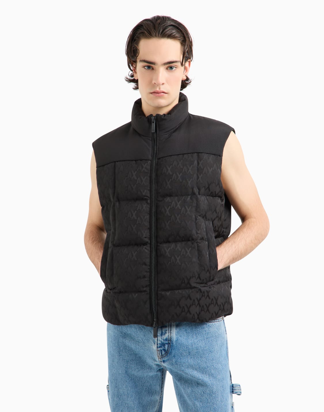 sleeveless-down-jacket-with-monogram-fabric-exterior-black--armani-exchange