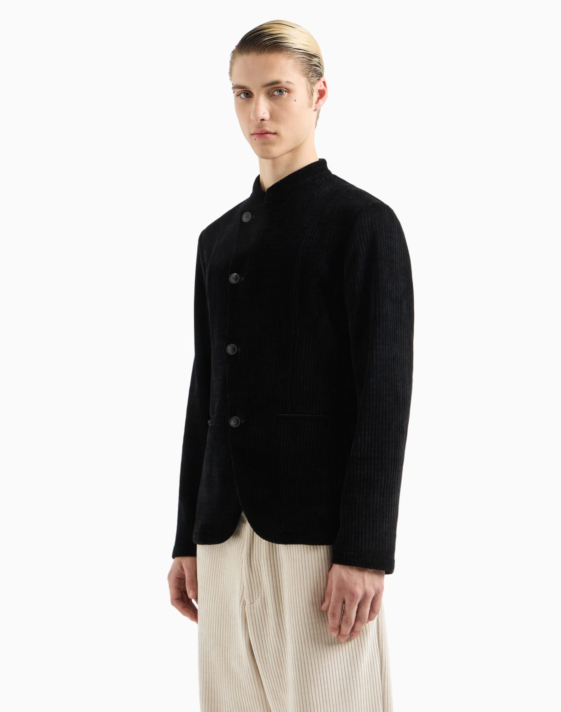 ribbed-velour-jacket-with-guru-collar-and-off-centre-fastening-black--emporio-armani