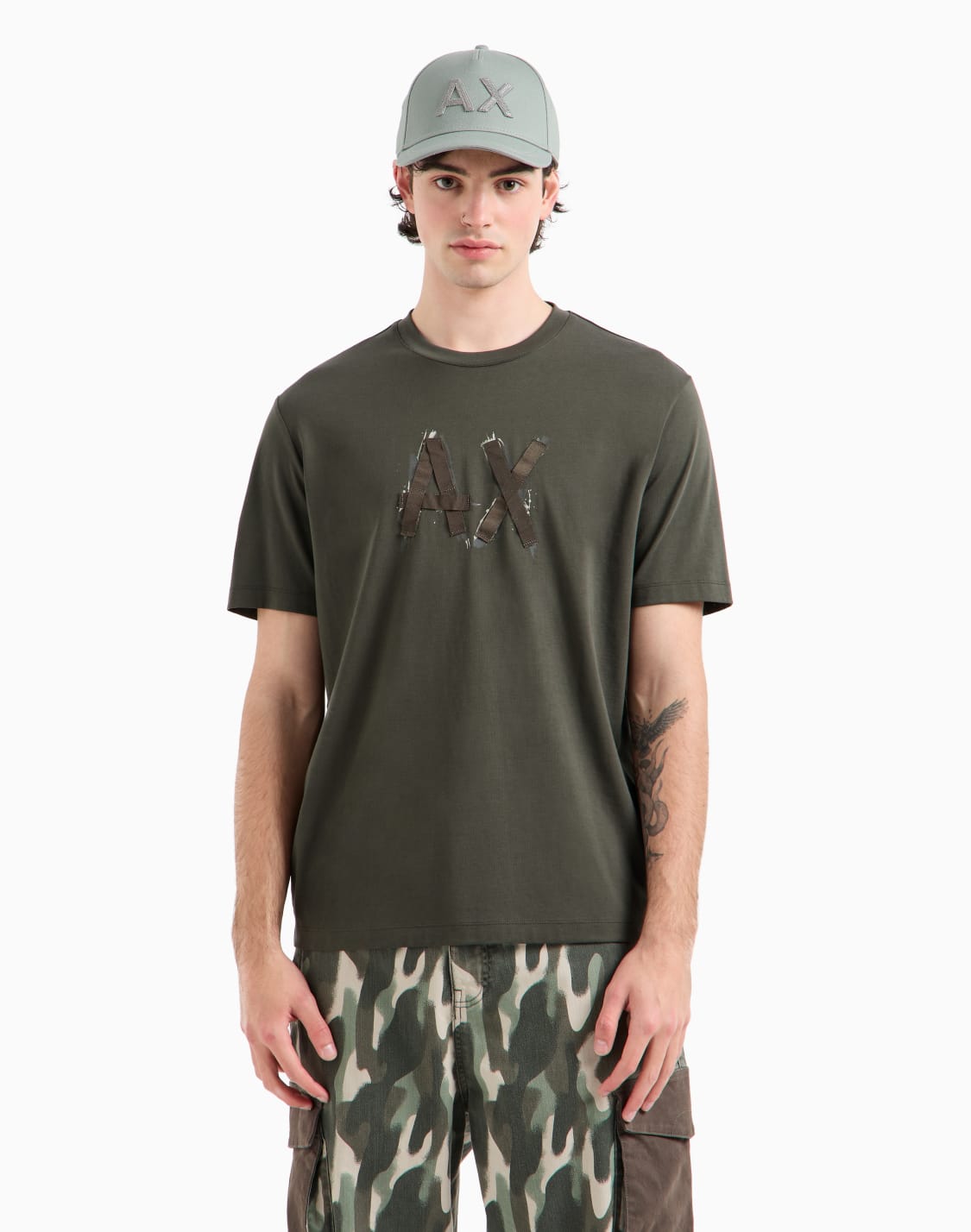 regular-fit-t-shirt-with-brush-stroke-logo-in-asv-cotton-brown--armani-exchange