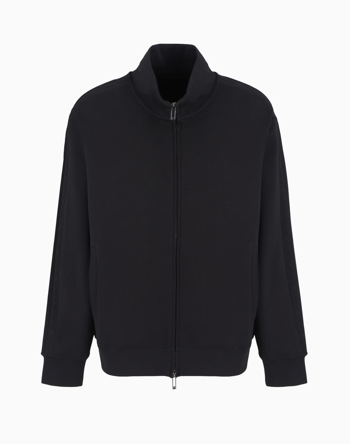 フルジップ-スウェットシャツ-ダブルジャジ-エンボスロゴレタリングテプ-ブラック--emporio-armani